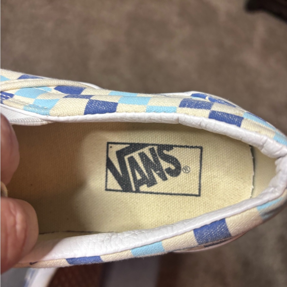 Vans 2 Tone Blue Checkerboard Slip On Sneakers Men 6 Women 7.5 Beach Surf - Picture 6 of 10